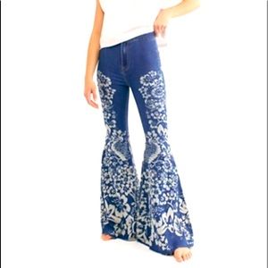 Free People Just float on printed flared jean
